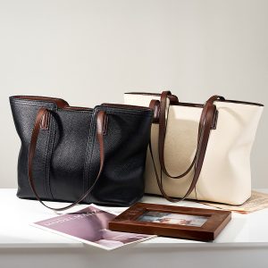 Enoch leather tote bag with zipper leather tote with zipper、classic large structured totes