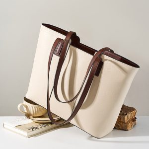 Enoch leather tote bag with zipper leather tote with zipper、classic large structured totes; laptop handbags leather